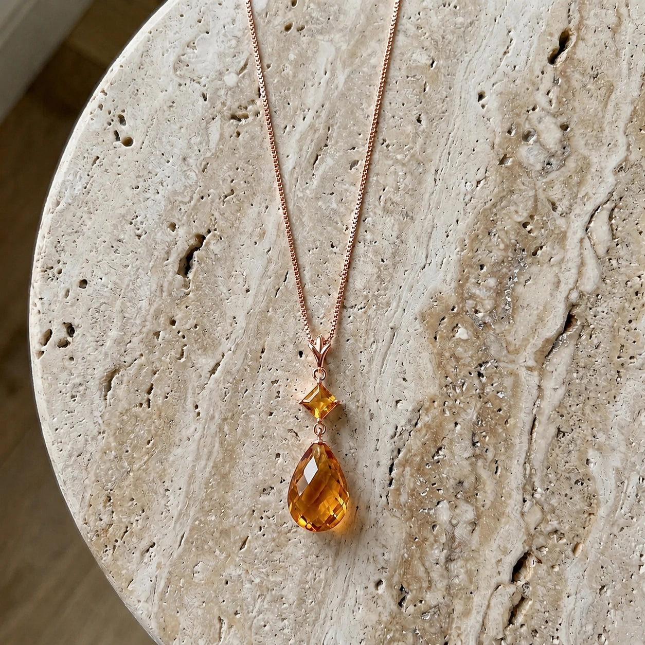 Rose Gold Pendant Necklace Amethyst 10K — Saveria