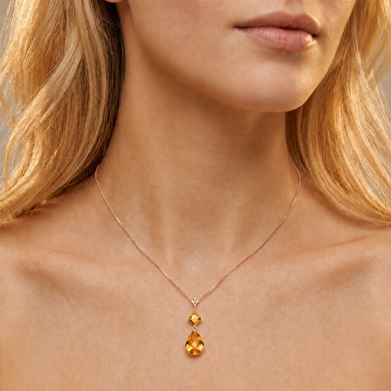 Rose Gold Pendant Necklace Amethyst 10K — Saveria