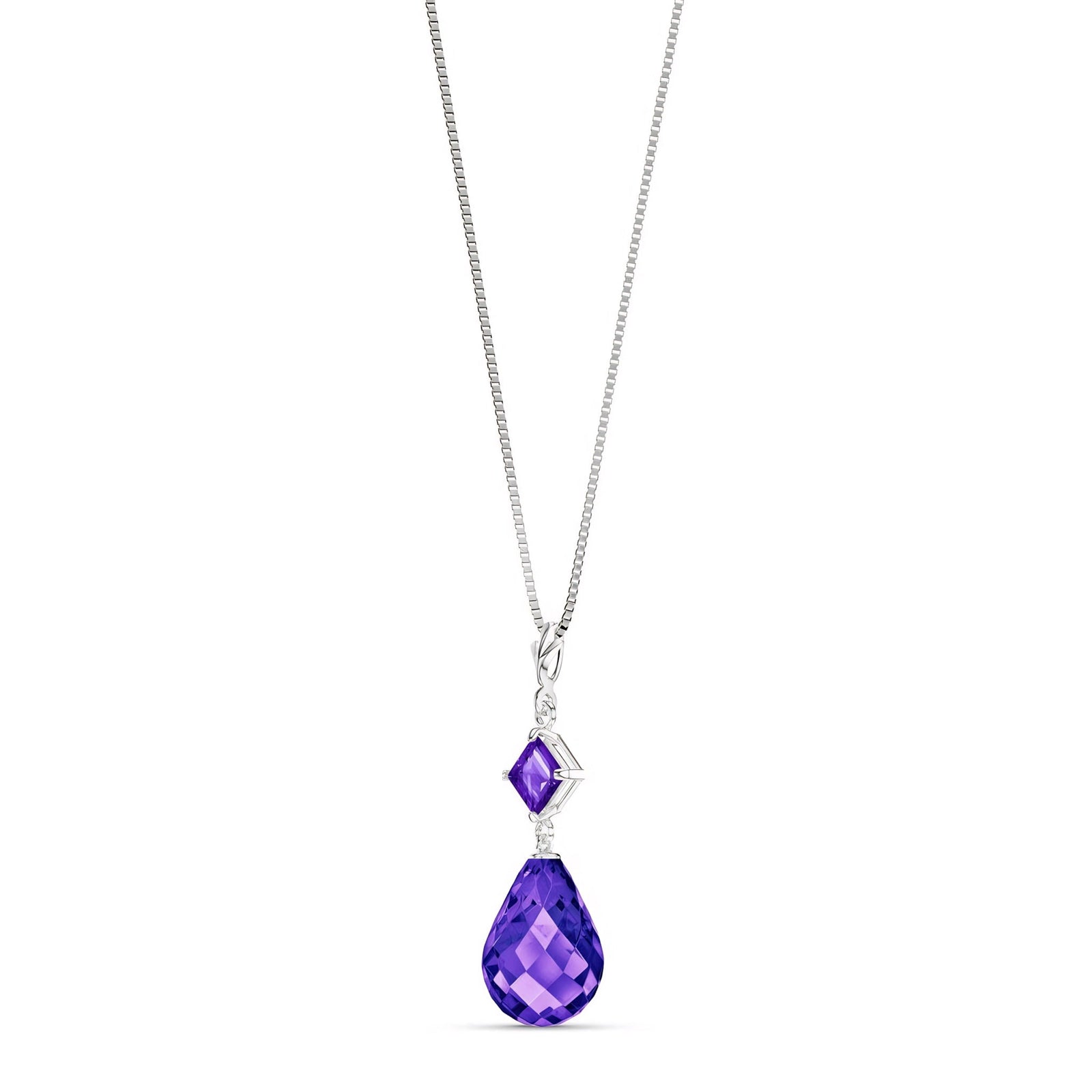 White Gold Pendant Necklace Amethyst 10K — Saveria