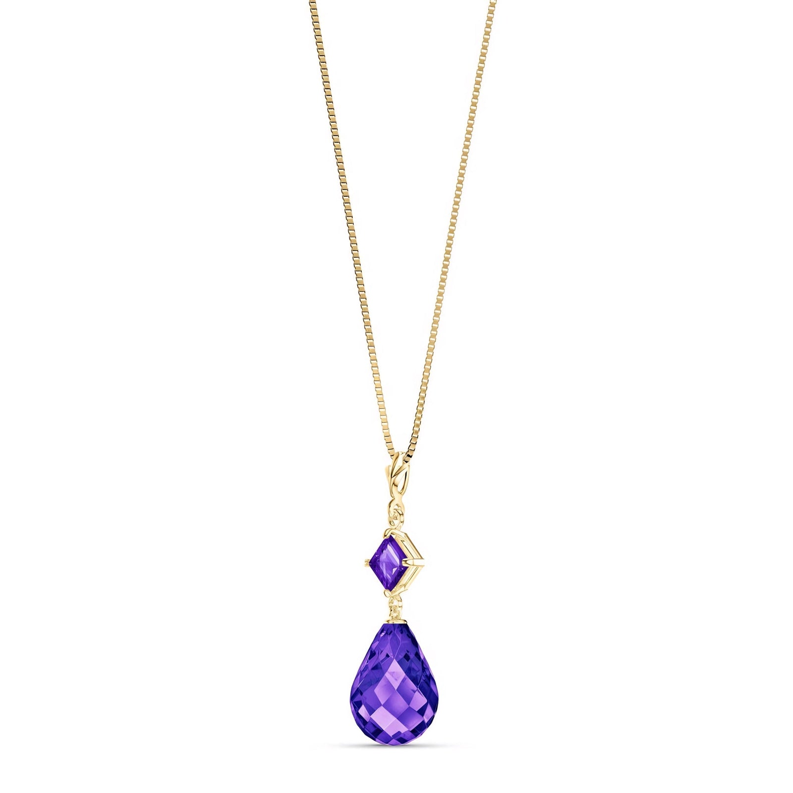 Yellow Gold Pendant Necklace Amethyst 10K — Saveria