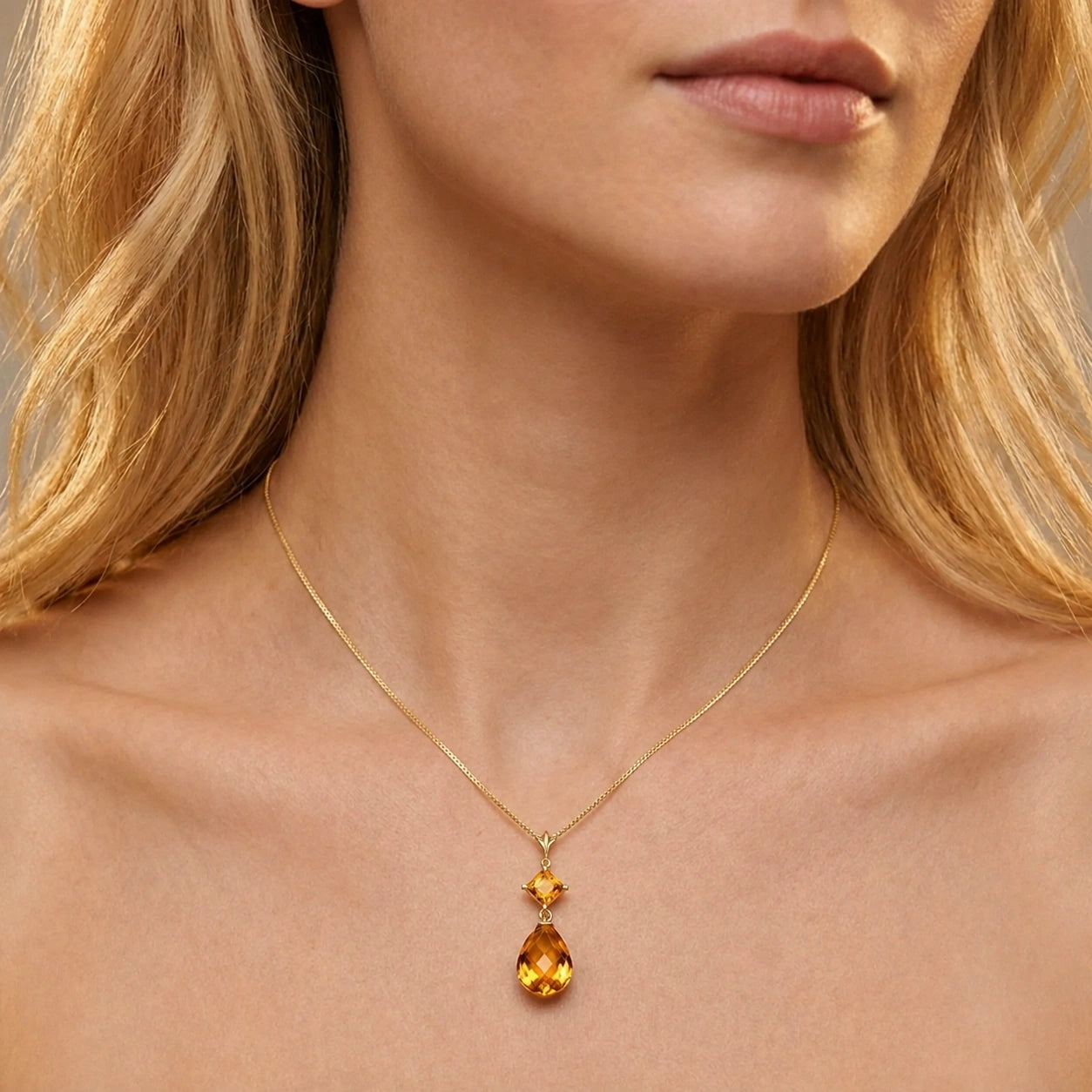 Yellow Gold Pendant Necklace Amethyst 10K — Saveria