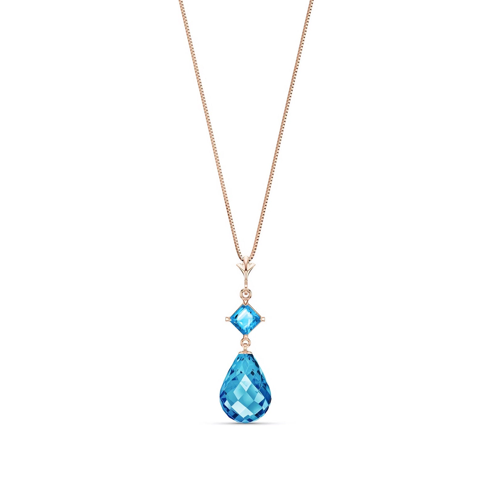 Rose Gold Pendant Necklace Blue Topaz 10K — Saveria