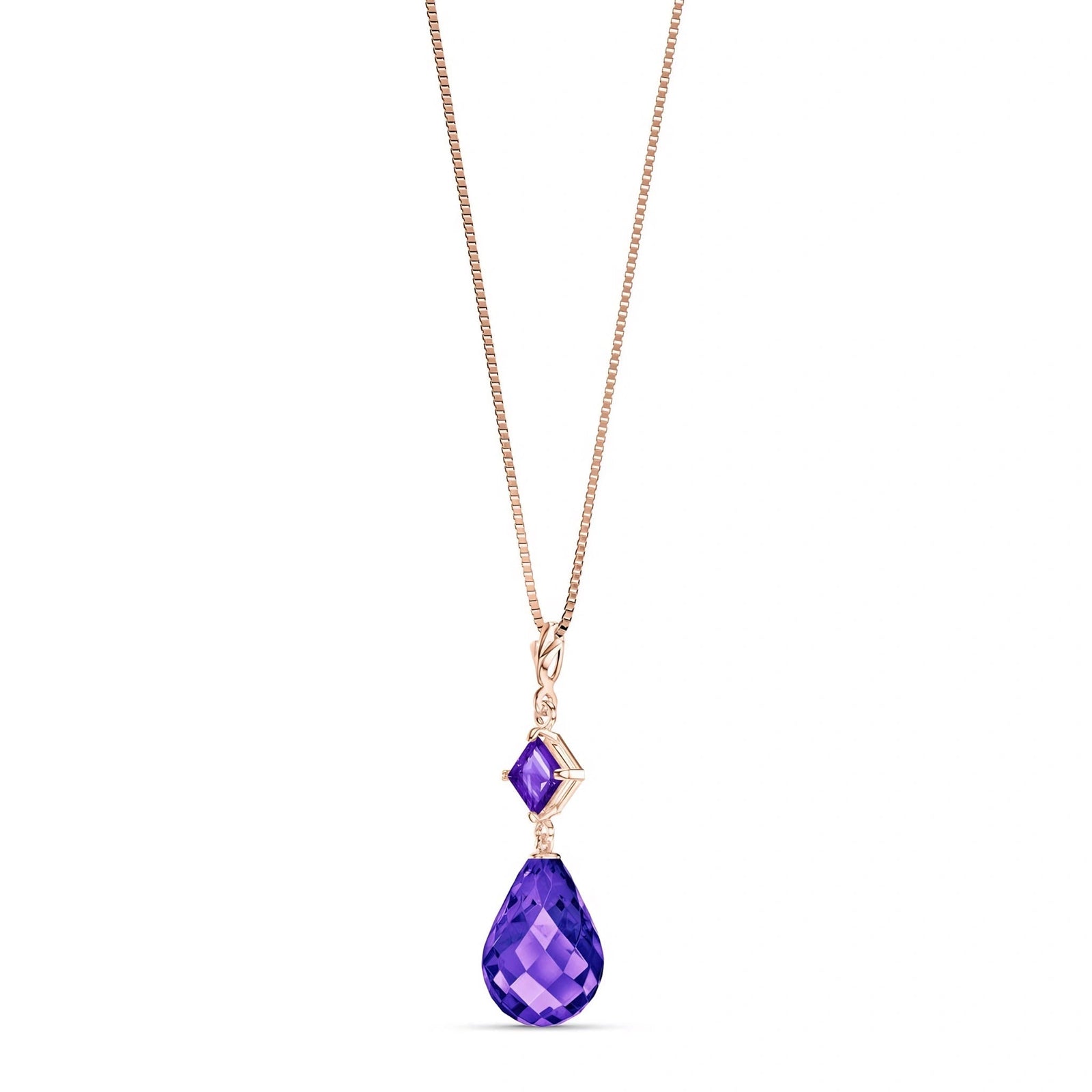 Rose Gold Pendant Necklace Blue Topaz 10K — Saveria