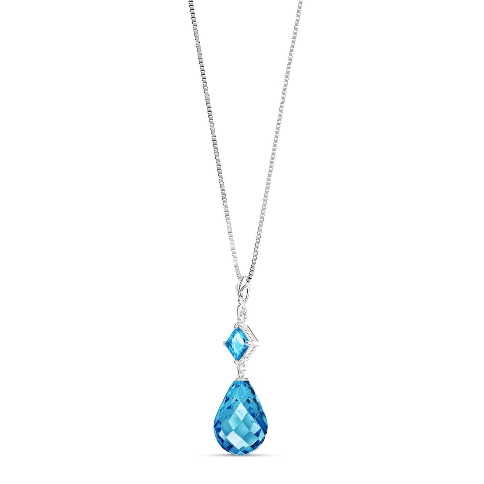 White Gold Pendant Necklace Blue Topaz 10K — Saveria