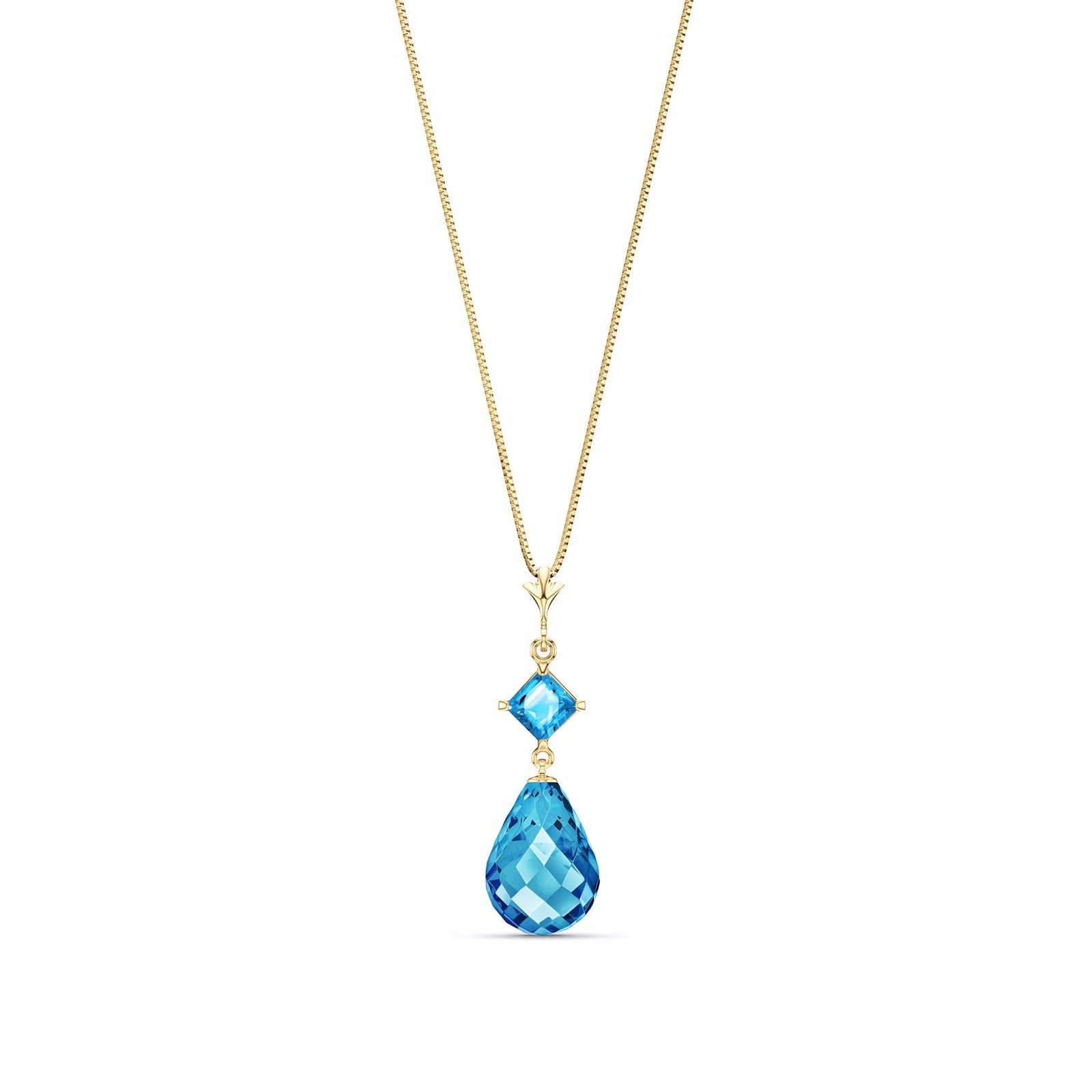 Yellow Gold Pendant Necklace Blue Topaz 10K — Saveria