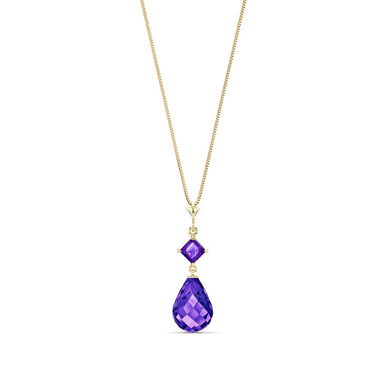 Yellow Gold Pendant Necklace Blue Topaz 10K — Saveria