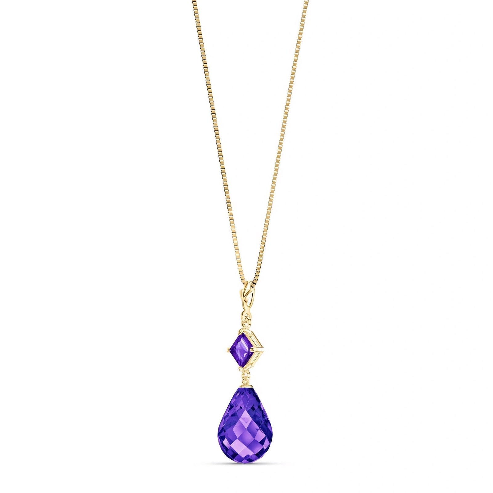 Yellow Gold Pendant Necklace Blue Topaz 10K — Saveria
