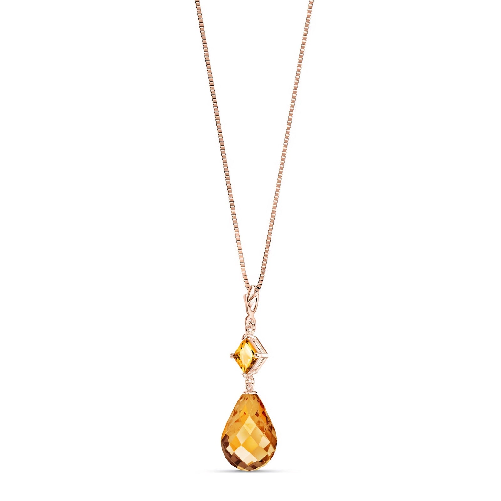 Rose Gold Pendant Necklace Citrine 10K — Saveria