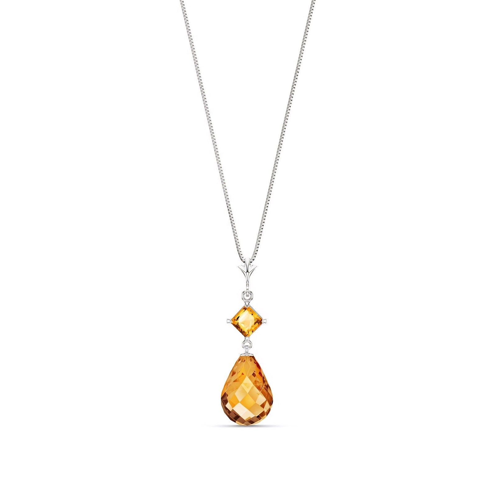 White Gold Pendant Necklace Citrine 10K — Saveria