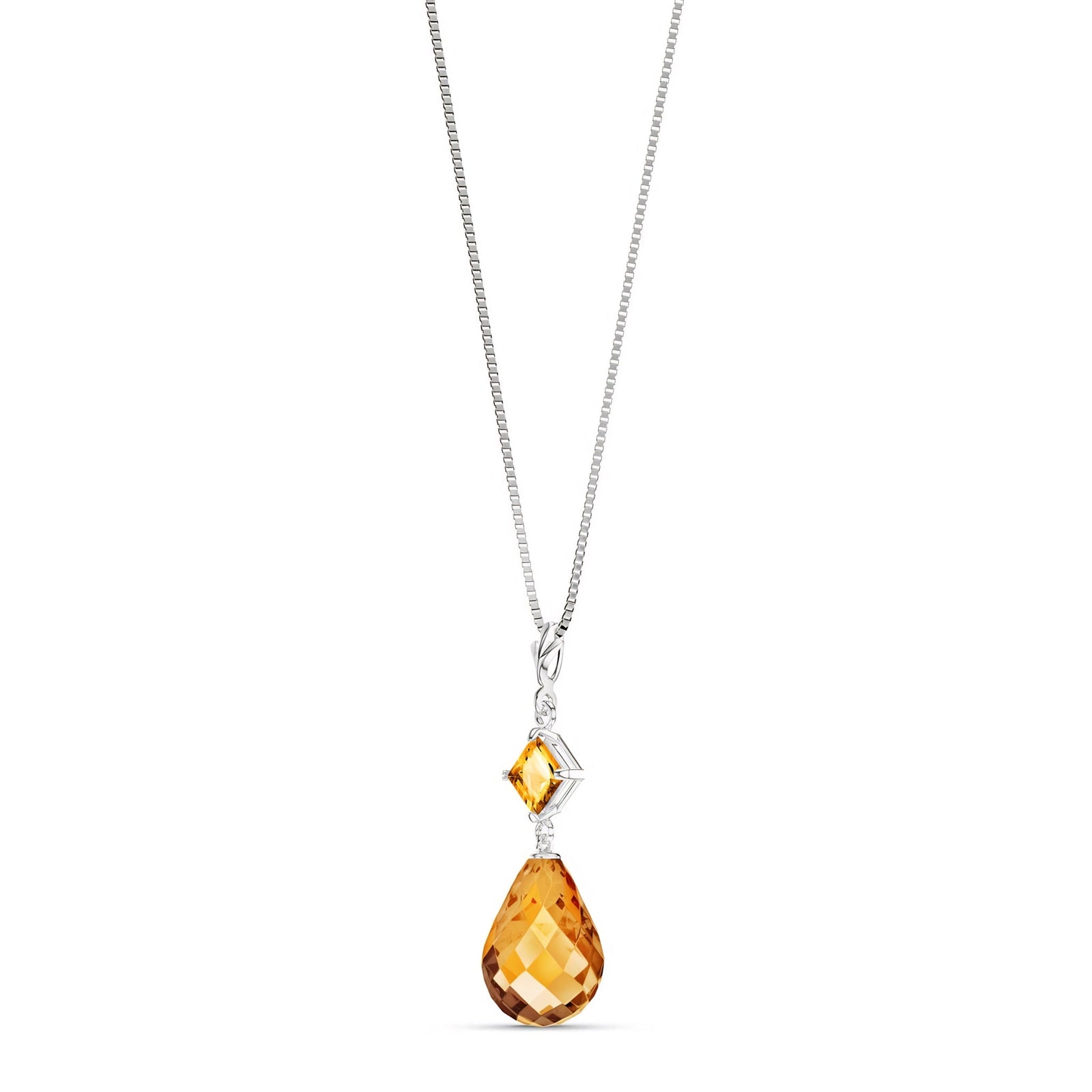 White Gold Pendant Necklace Citrine 10K — Saveria