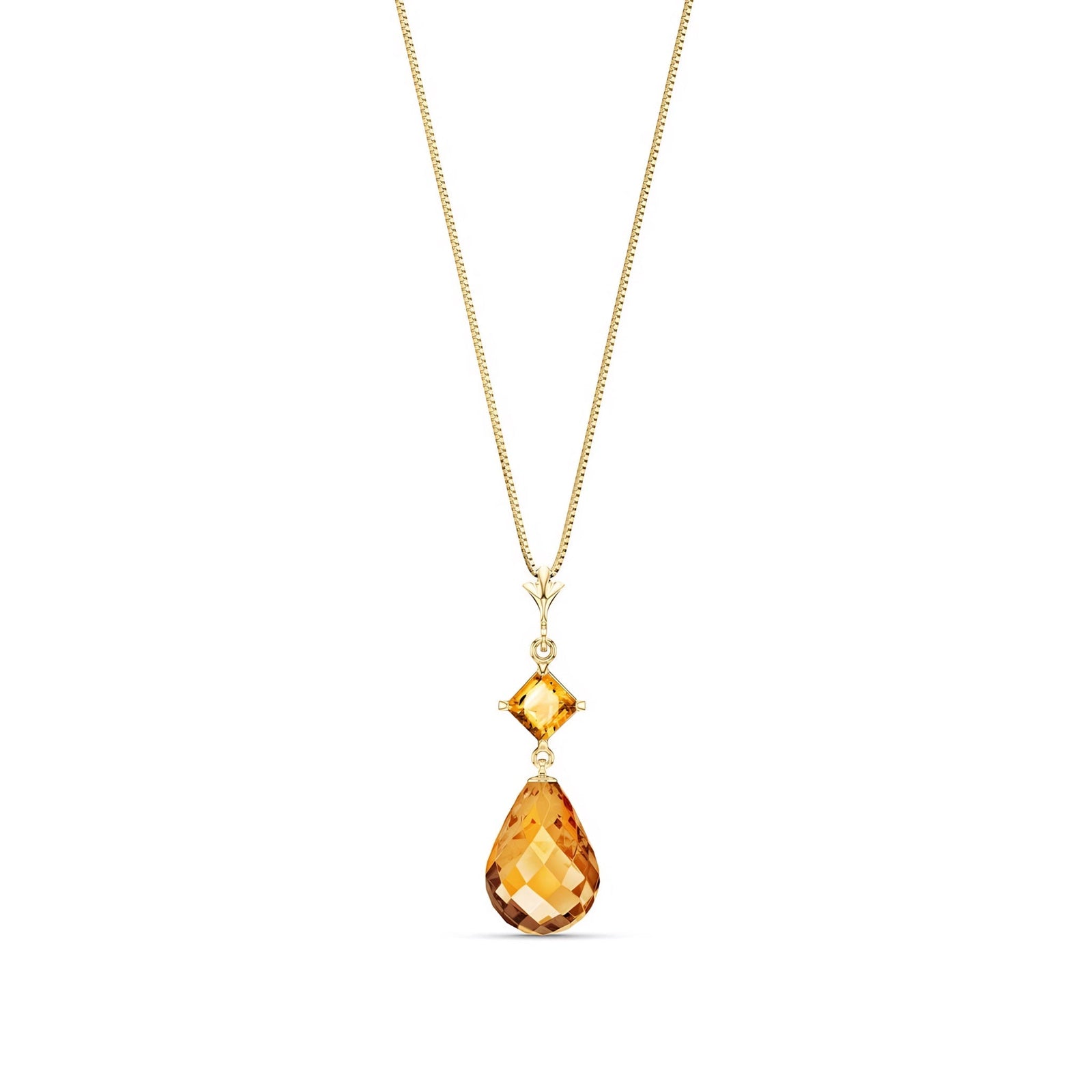 Yellow Gold Pendant Necklace Citrine 10K — Saveria