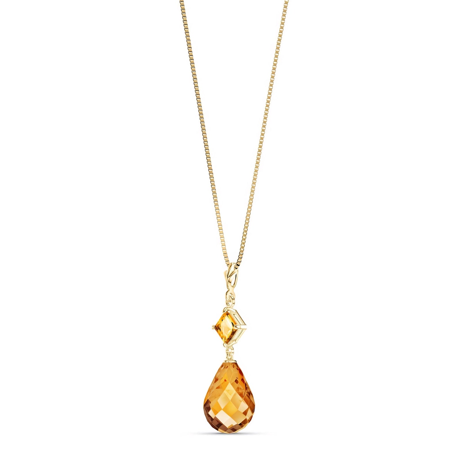 Yellow Gold Pendant Necklace Citrine 10K — Saveria