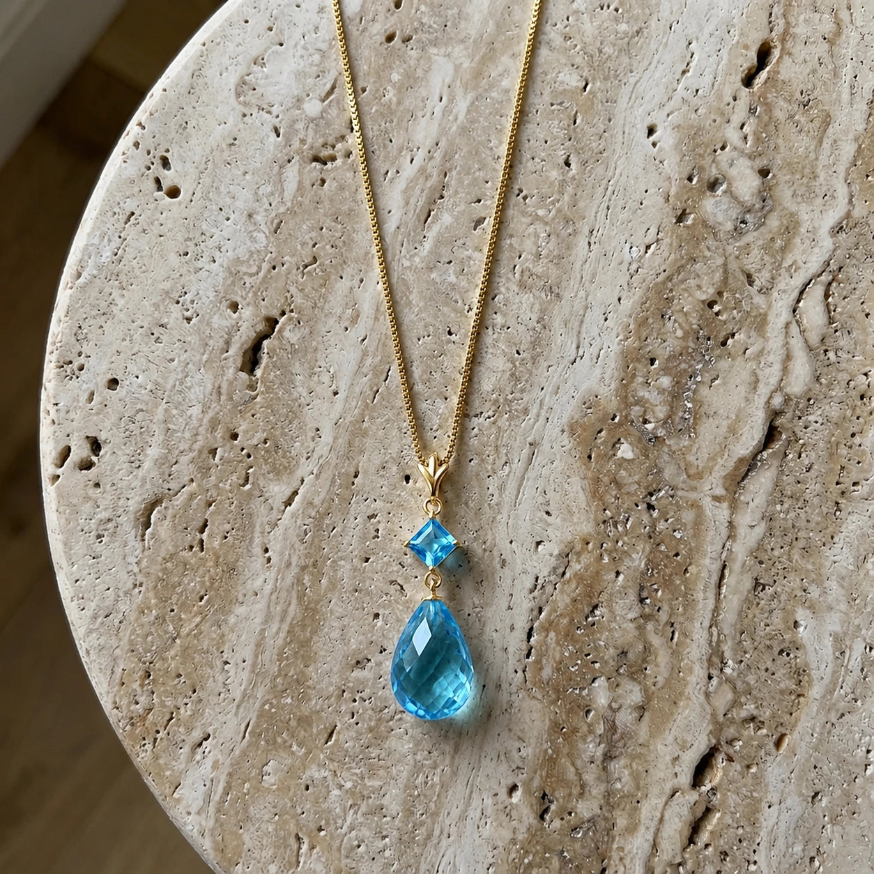 Yellow Gold Pendant Necklace Citrine 10K — Saveria