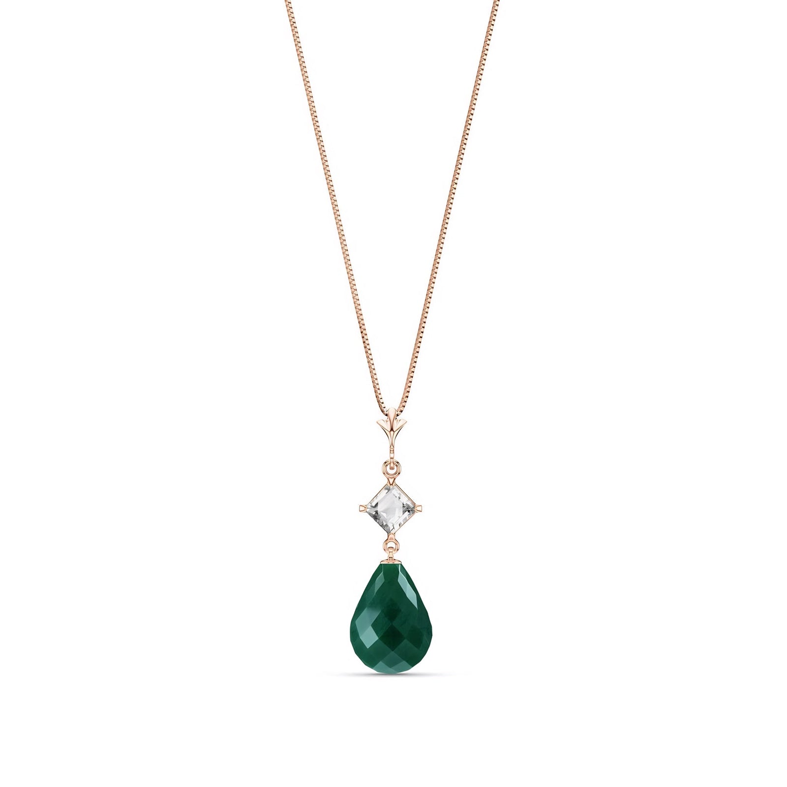Rose Gold Pendant Necklace Emerald 10K — Saveria