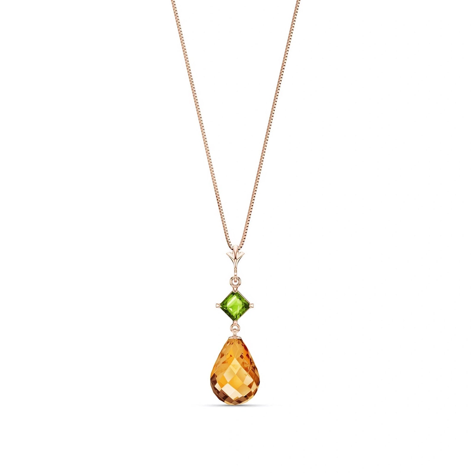 Rose Gold Pendant Necklace Emerald 10K — Saveria