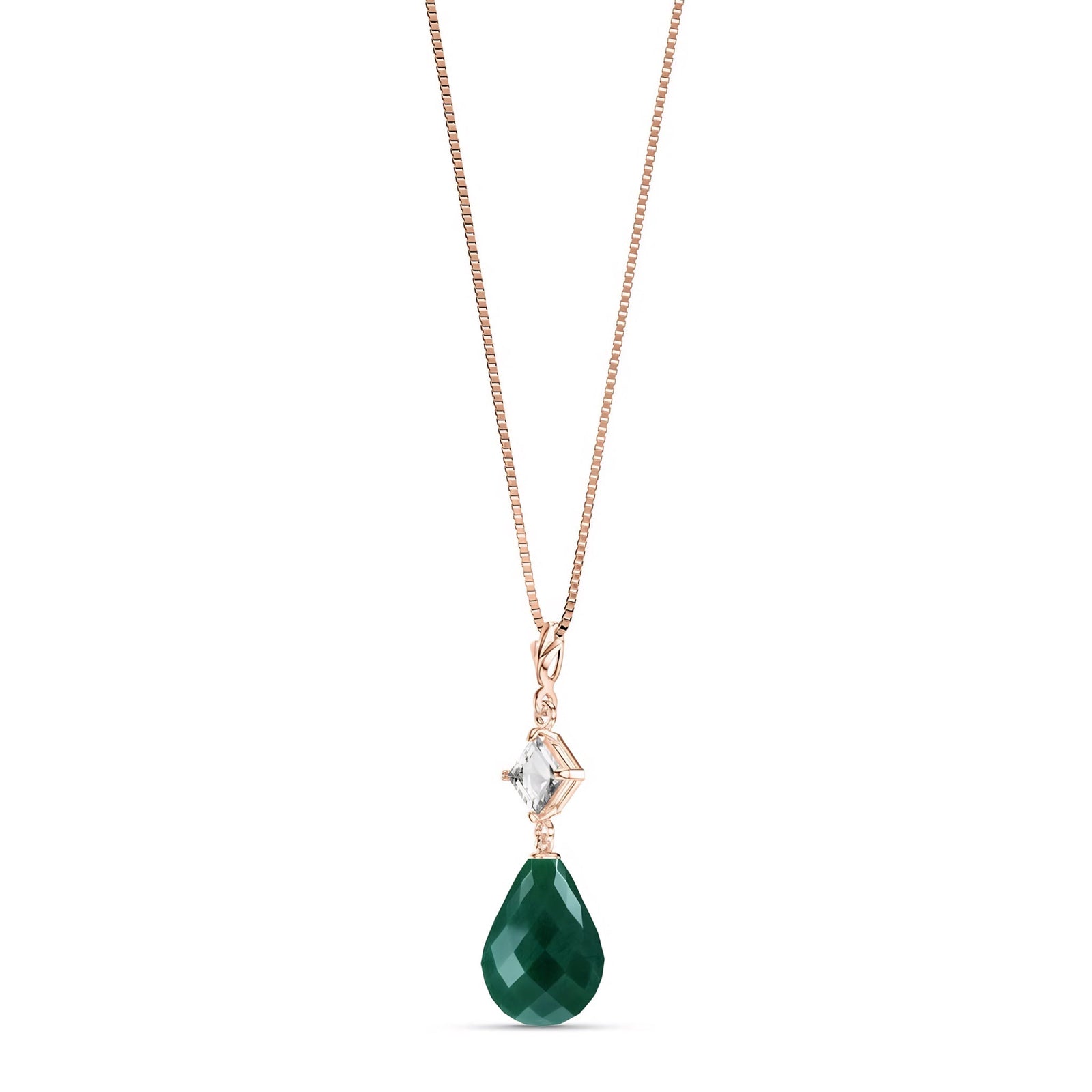 Rose Gold Pendant Necklace Emerald 10K — Saveria