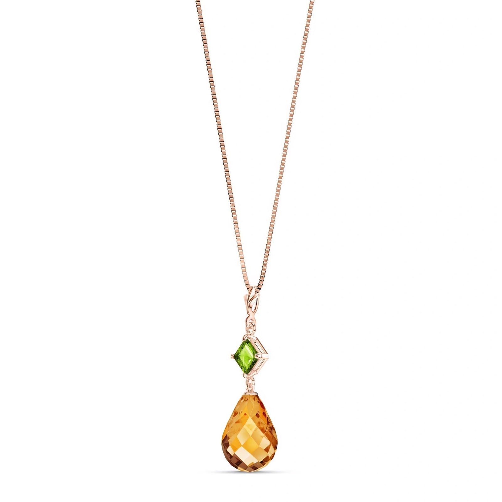 Rose Gold Pendant Necklace Emerald 10K — Saveria