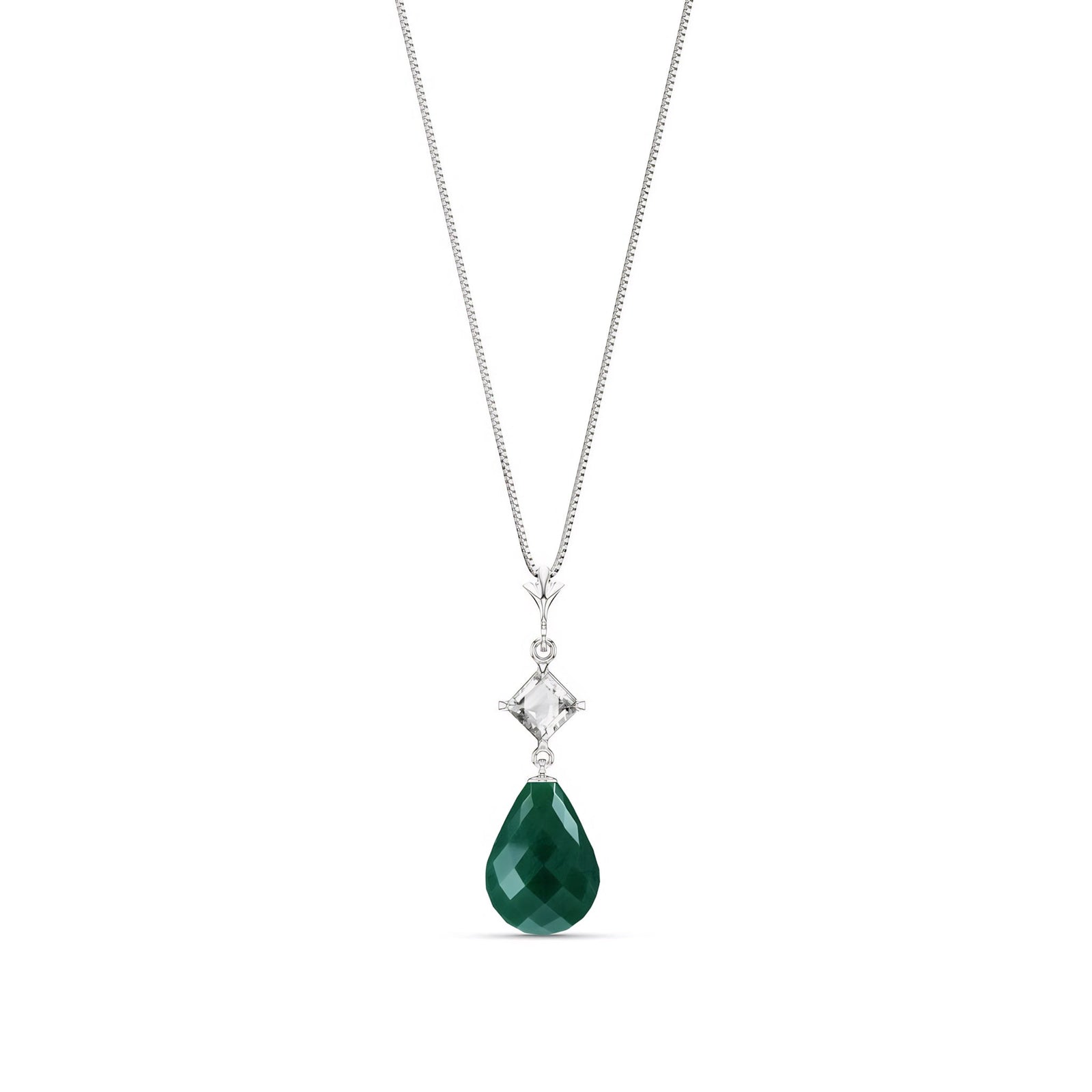 White Gold Pendant Necklace Emerald 10K — Saveria