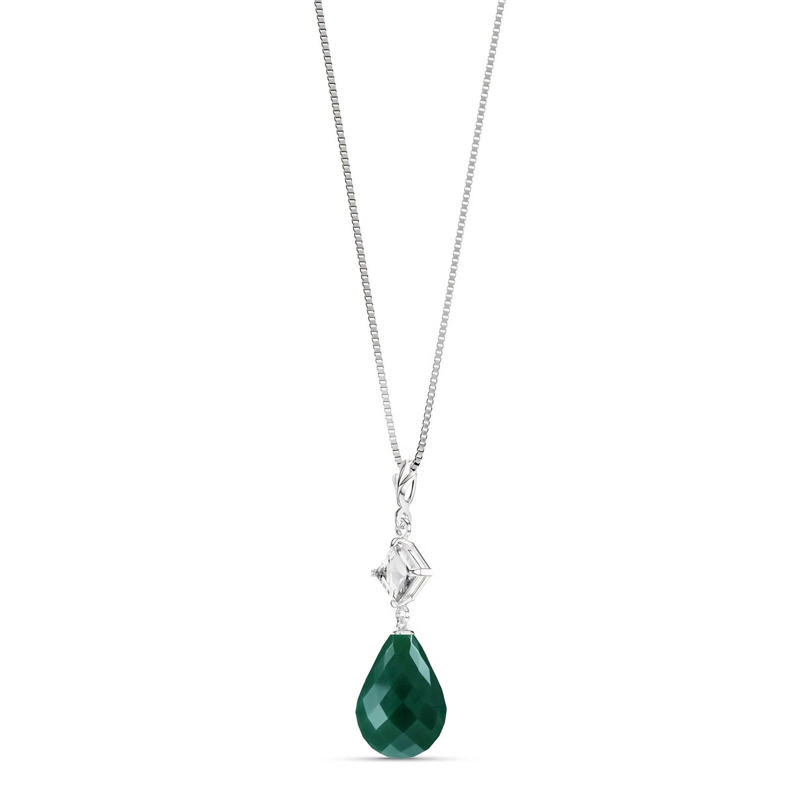 White Gold Pendant Necklace Emerald 10K — Saveria
