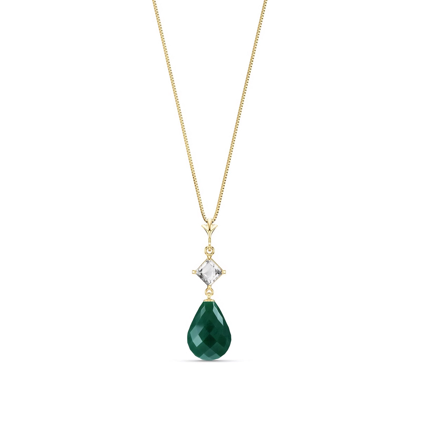 Yellow Gold Pendant Necklace Emerald 10K — Saveria