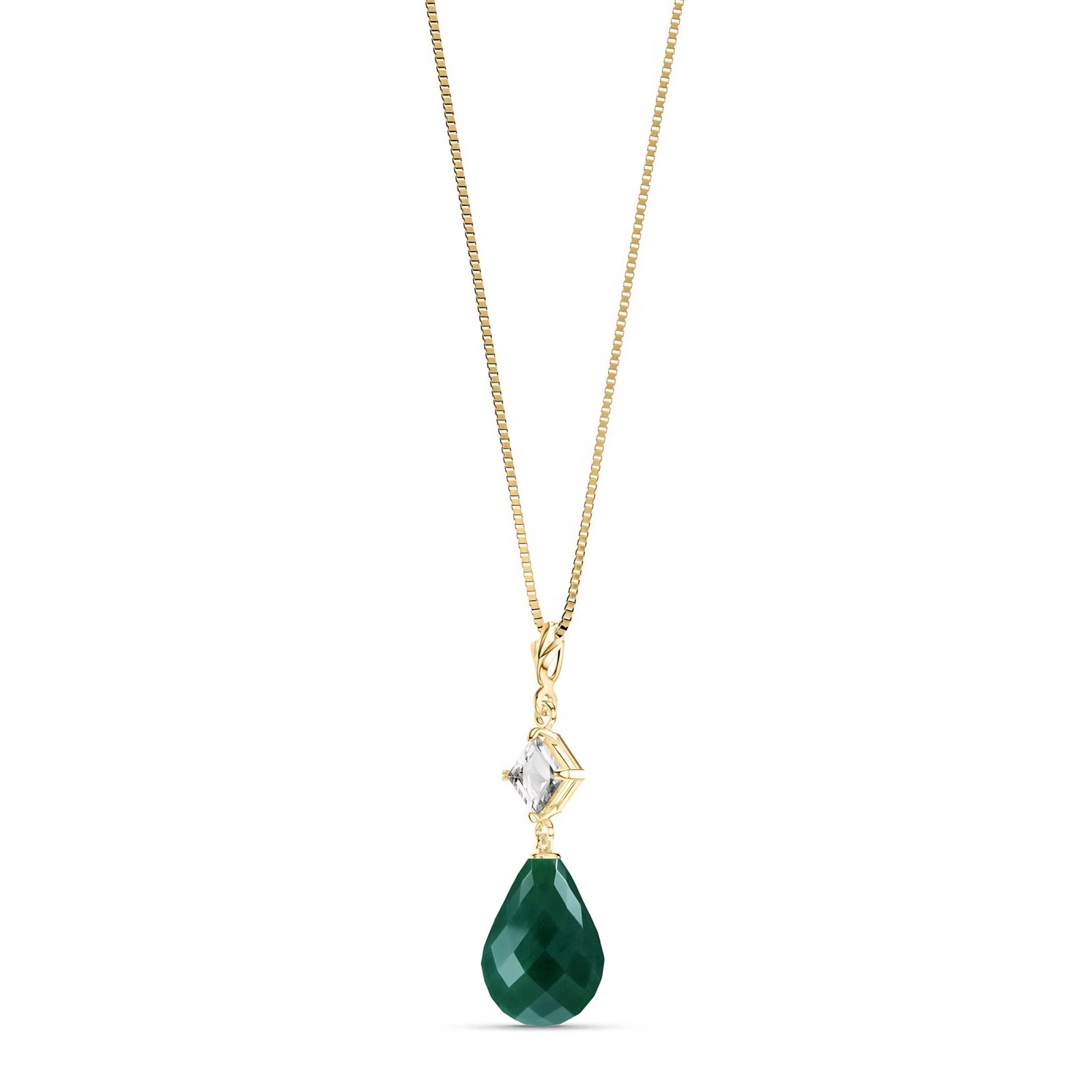 Yellow Gold Pendant Necklace Emerald 10K — Saveria