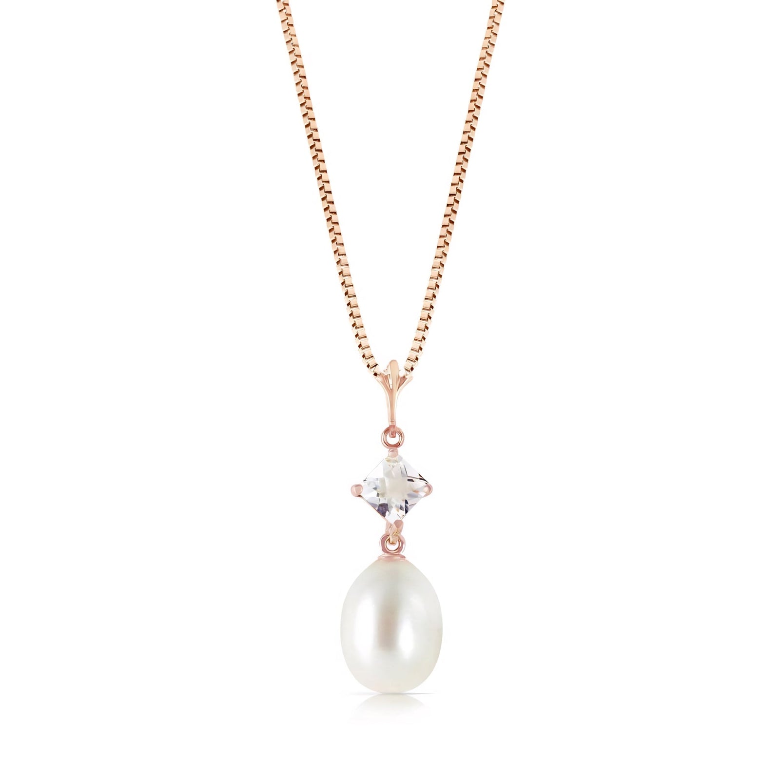 Rose Gold Pendant Necklace Pearl 10K — Saveria