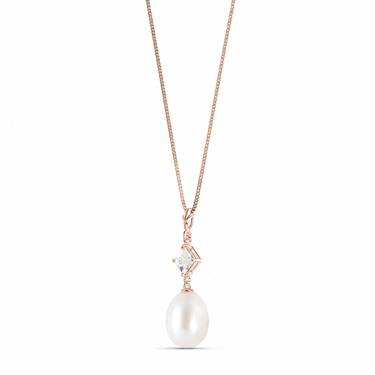 Rose Gold Pendant Necklace Pearl 10K — Saveria