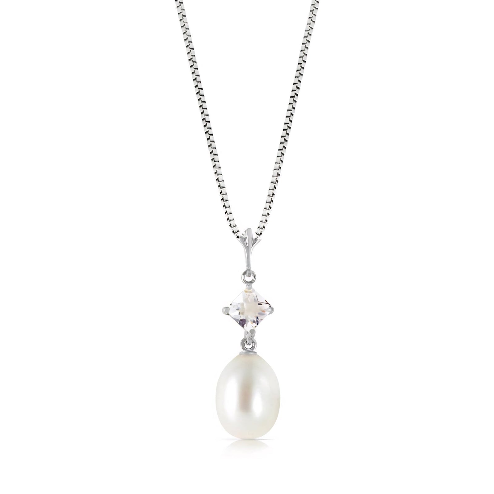 White Gold Pendant Necklace Pearl 10K — Saveria