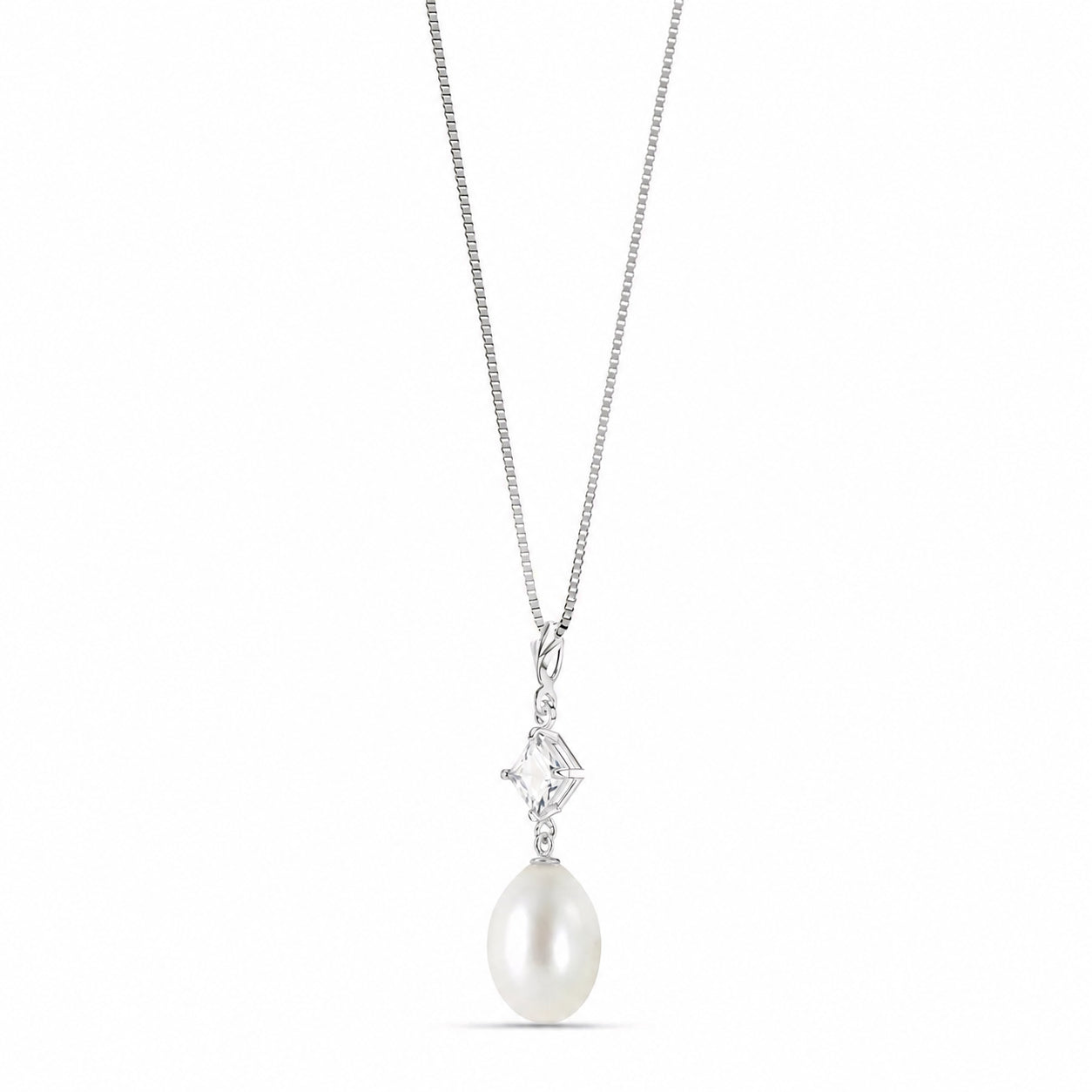 White Gold Pendant Necklace Pearl 10K — Saveria