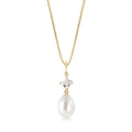 Yellow Gold Pendant Necklace Pearl 10K — Saveria