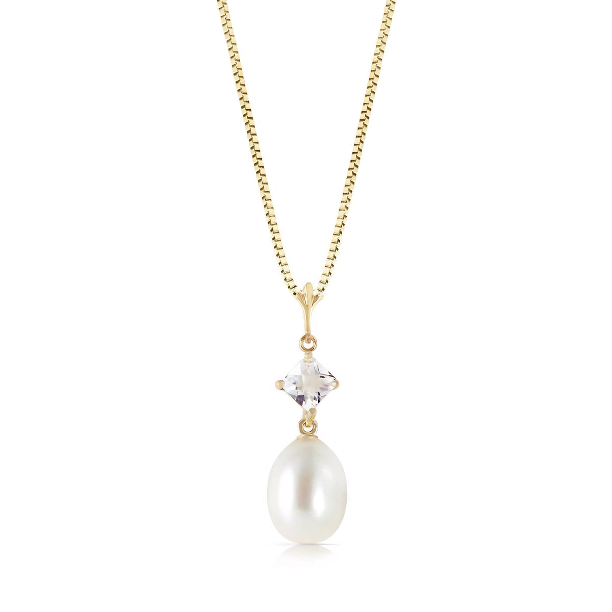 Yellow Gold Pendant Necklace Pearl 10K — Saveria