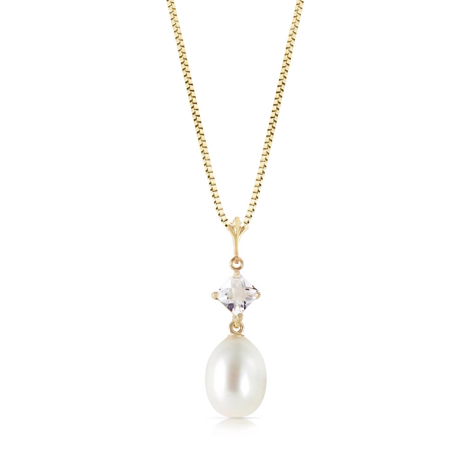 Yellow Gold Pendant Necklace Pearl 10K — Saveria