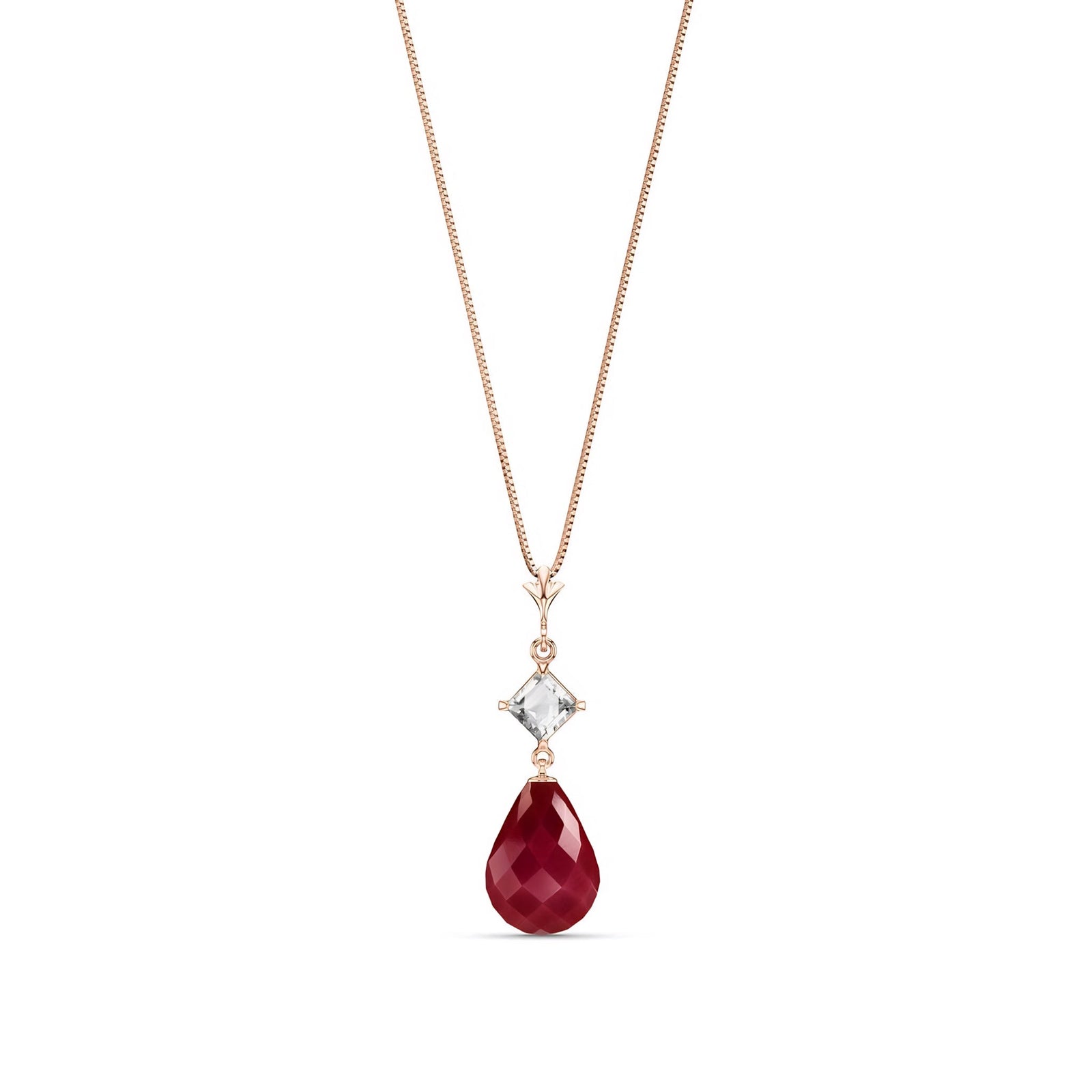 Rose Gold Pendant Necklace Ruby 10K — Saveria