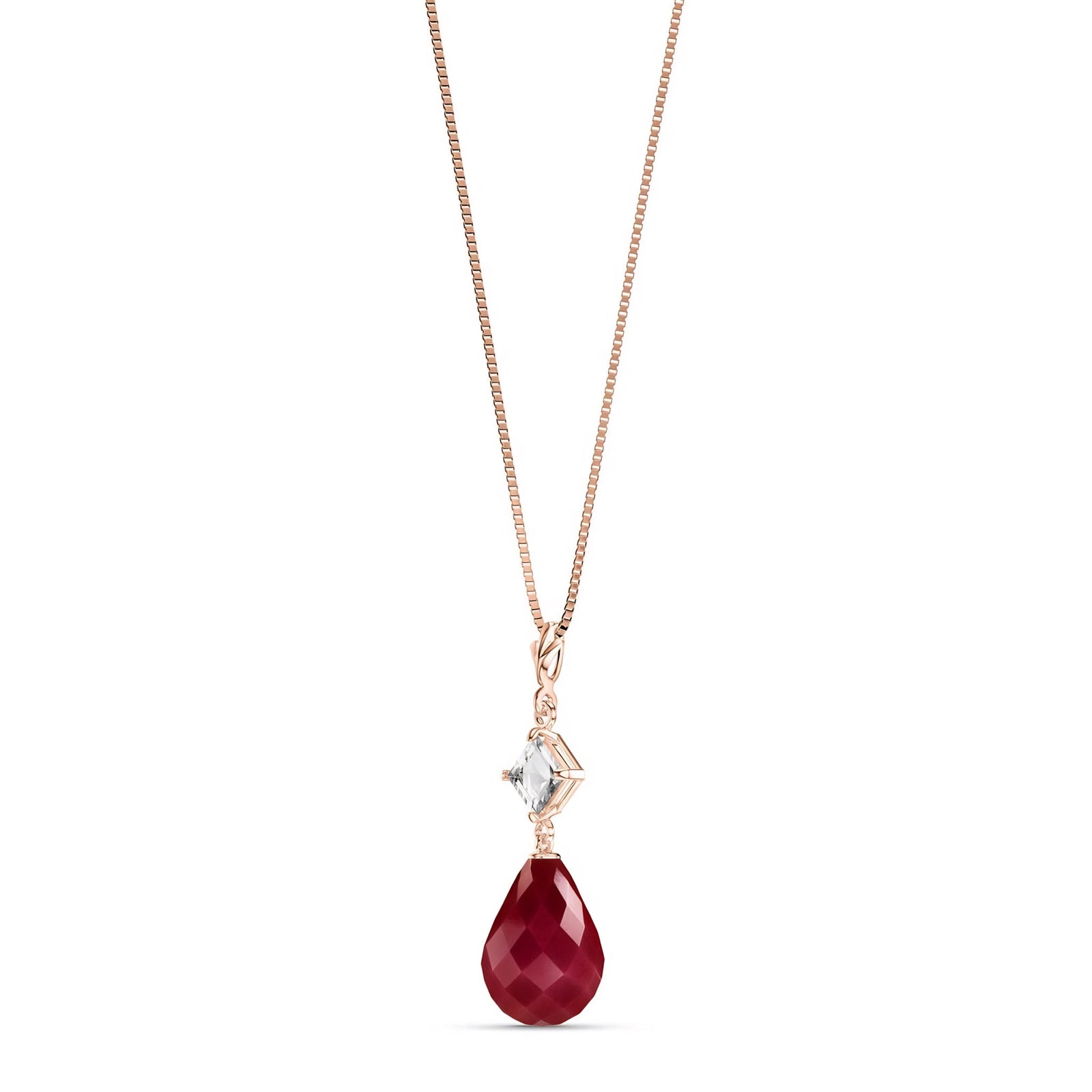 Rose Gold Pendant Necklace Ruby 10K — Saveria