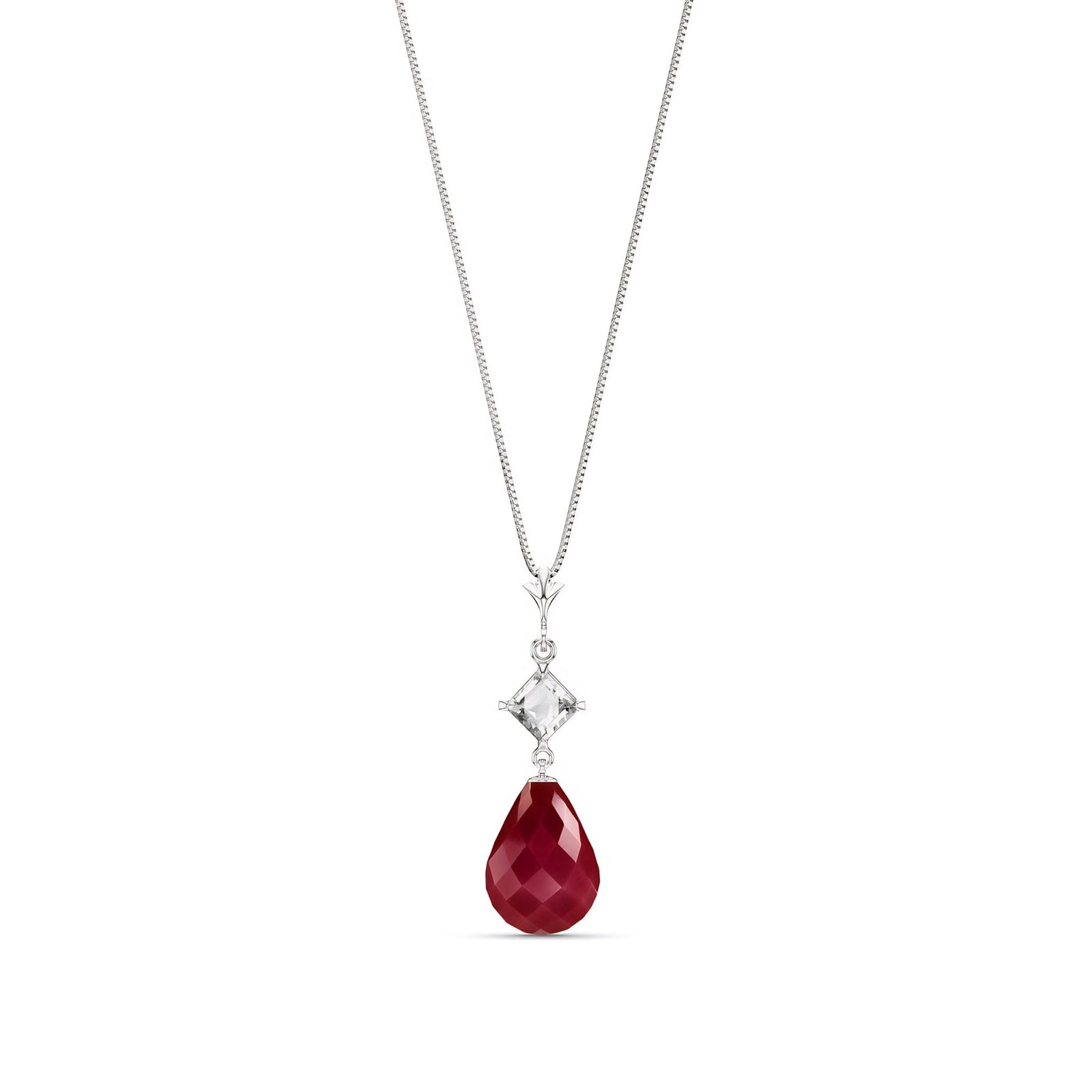 White Gold Pendant Necklace Ruby 10K — Saveria