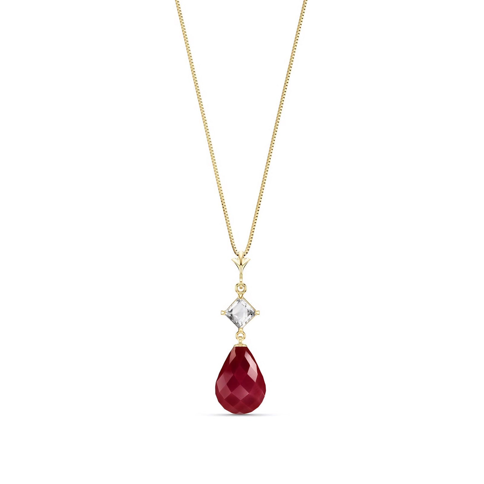 Yellow Gold Pendant Necklace Ruby 10K — Saveria