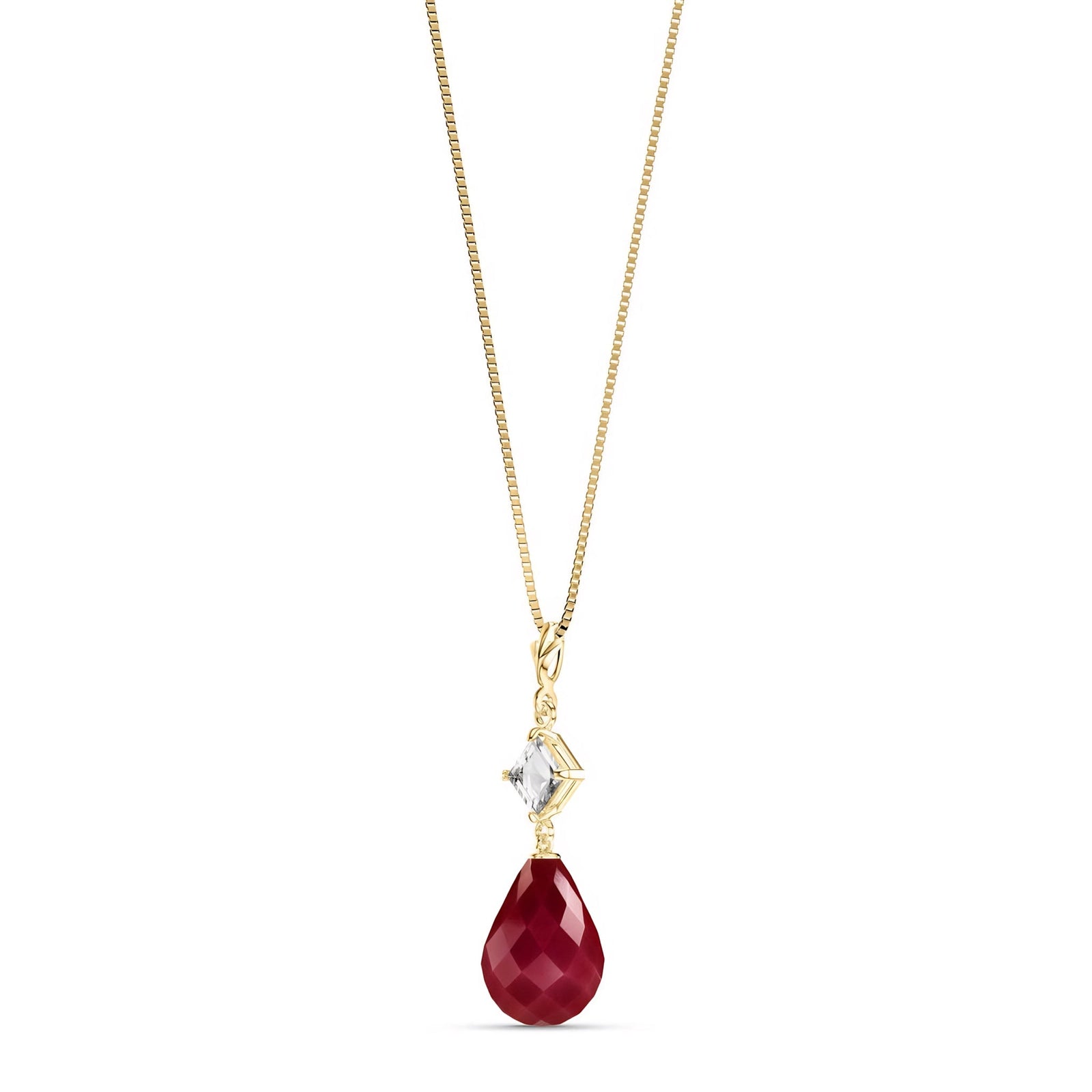 Yellow Gold Pendant Necklace Ruby 10K — Saveria