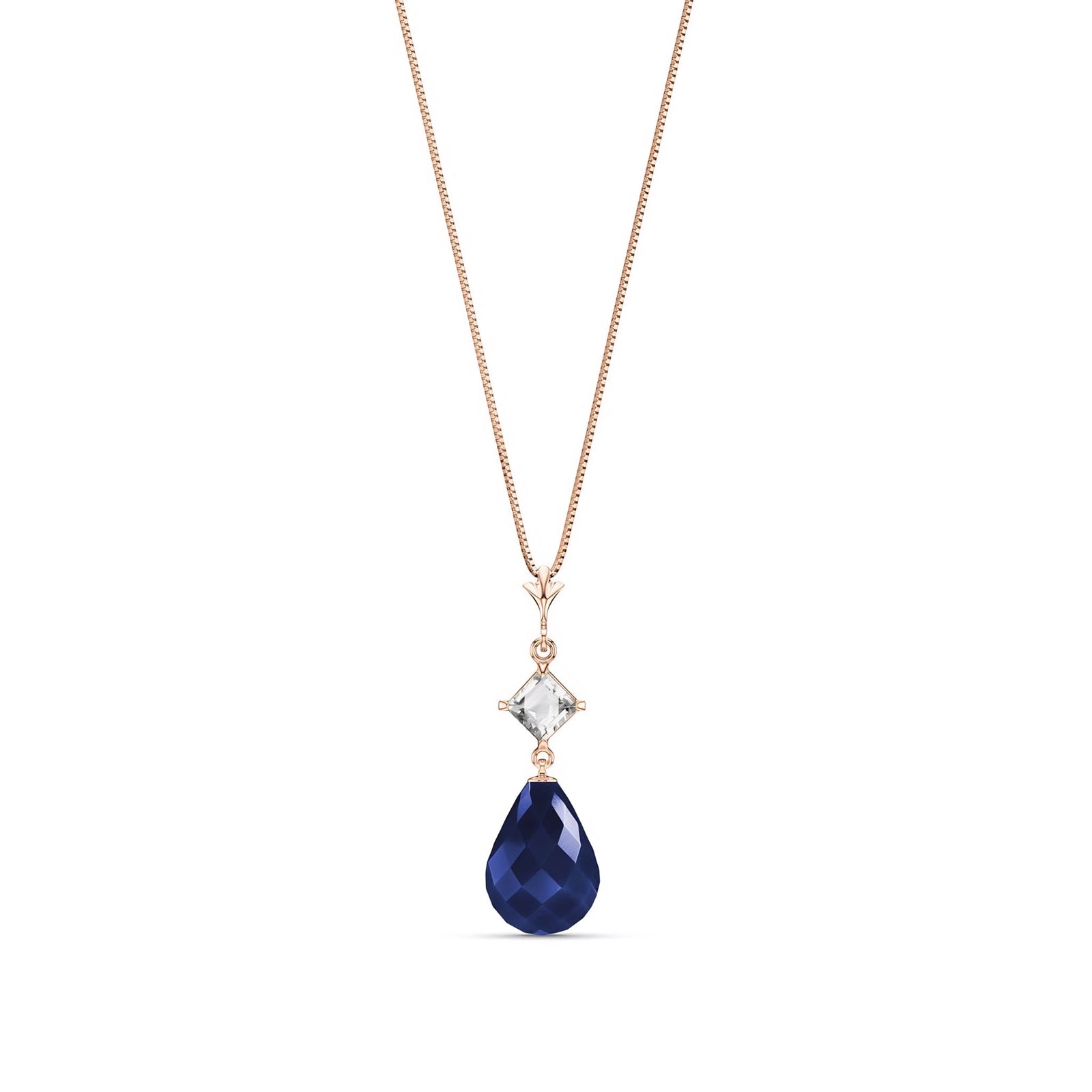 Rose Gold Pendant Necklace Sapphire 10K — Saveria