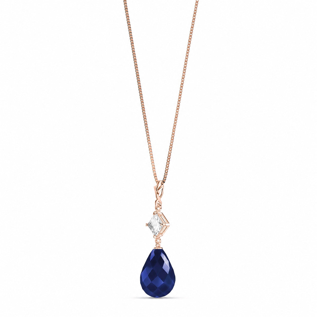 Rose Gold Pendant Necklace Sapphire 10K — Saveria