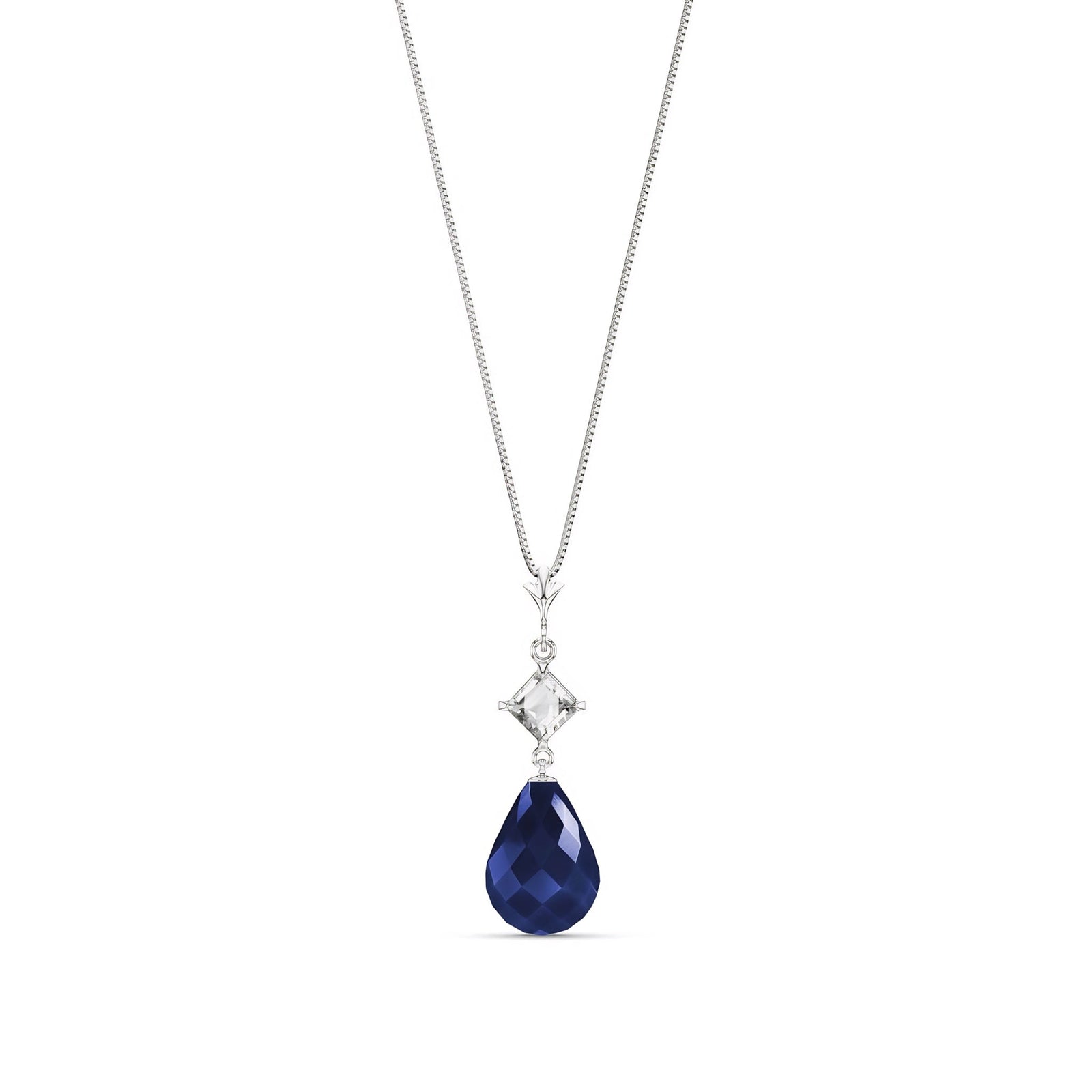 White Gold Pendant Necklace Sapphire 10K — Saveria