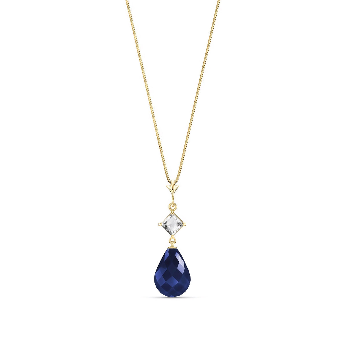 Yellow Gold Pendant Necklace Sapphire 10K — Saveria