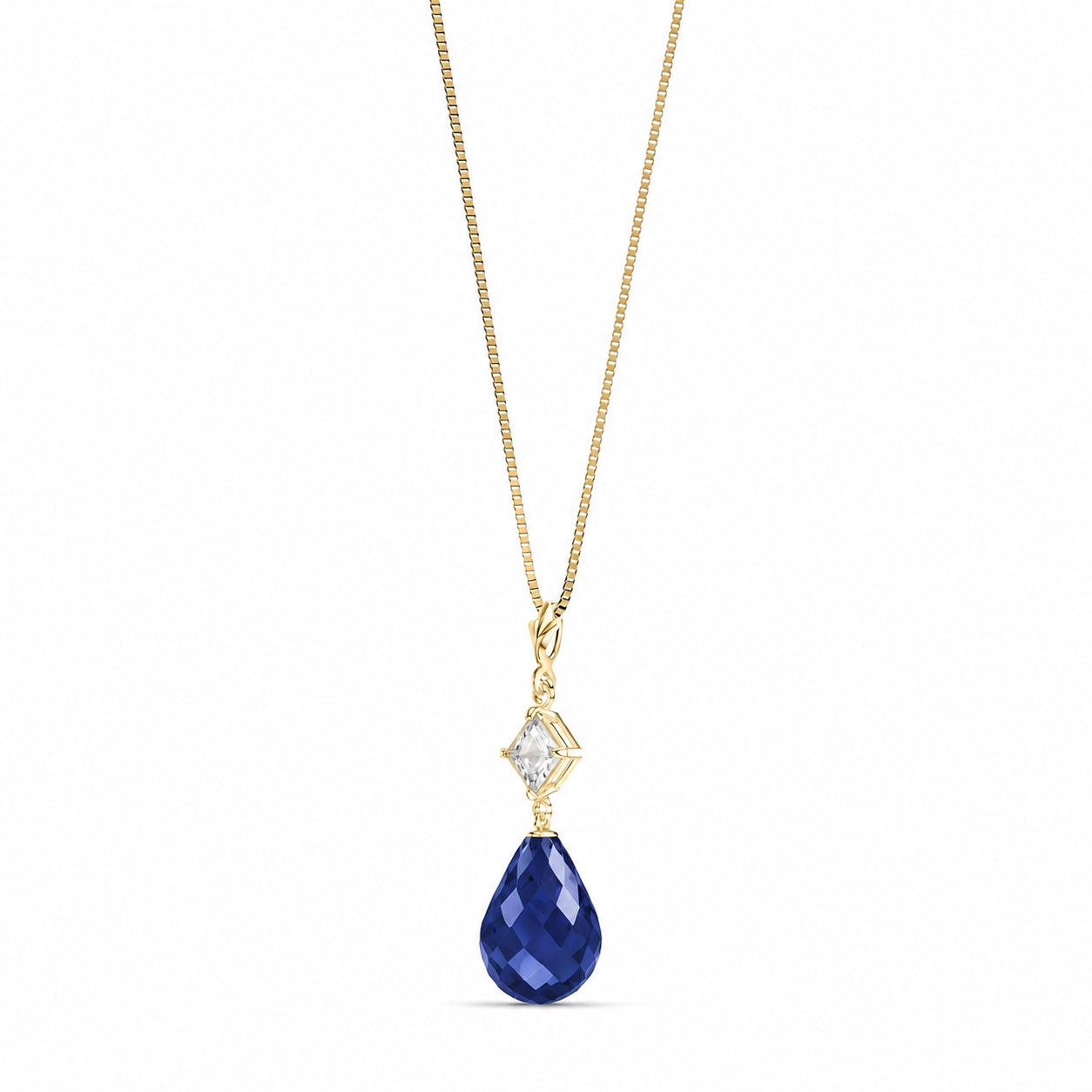 Yellow Gold Pendant Necklace Sapphire 10K — Saveria