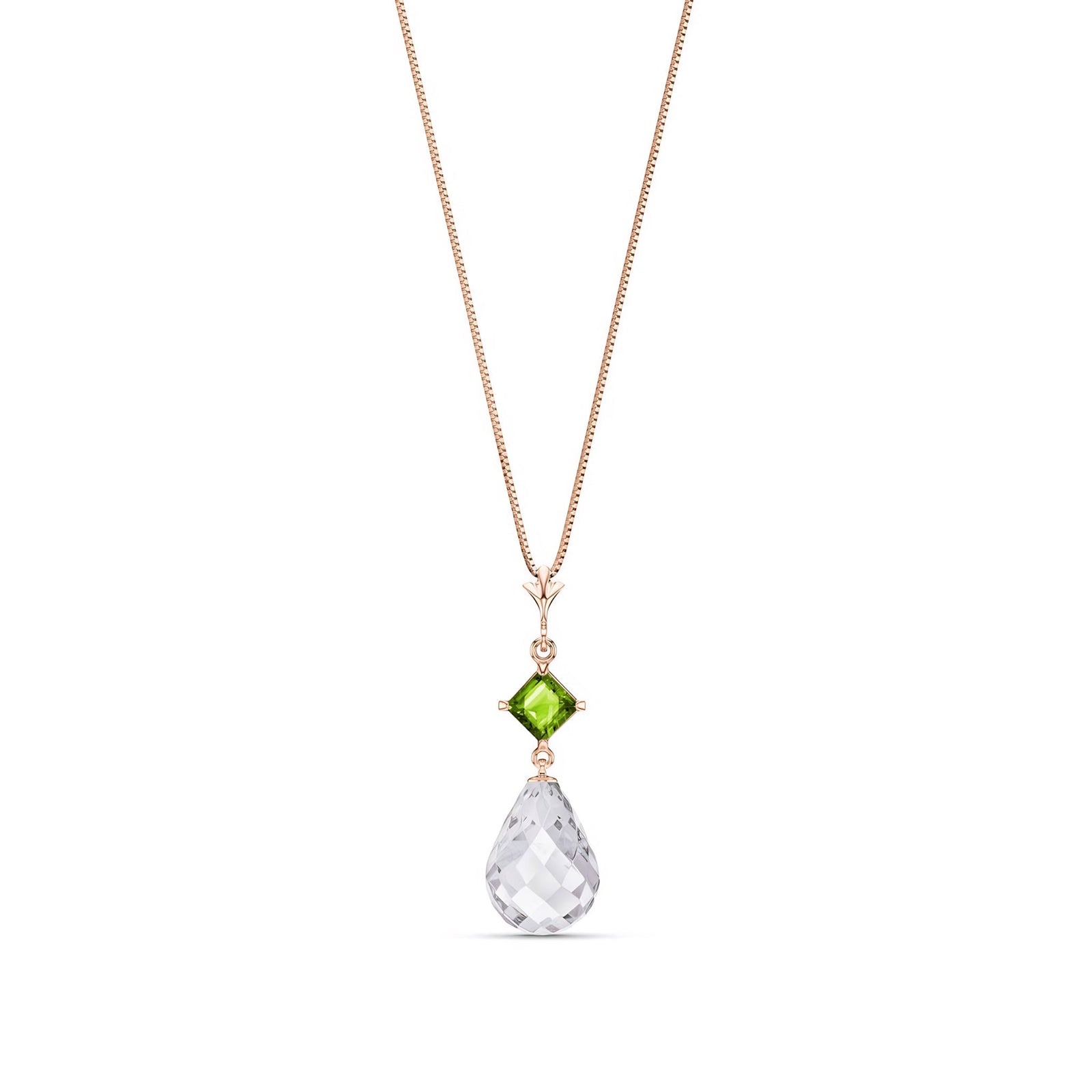 Rose Gold Pendant Necklace White Topaz 10K — Saveria
