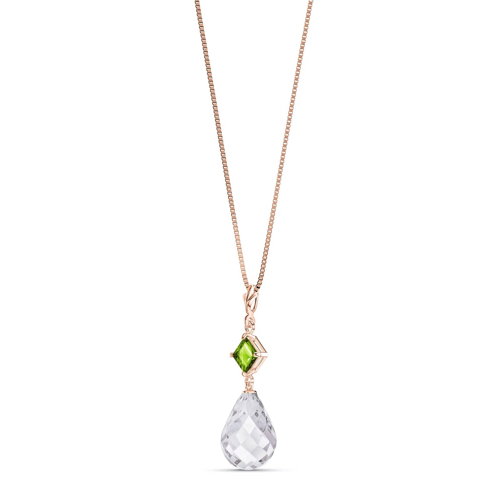 Rose Gold Pendant Necklace White Topaz 10K — Saveria