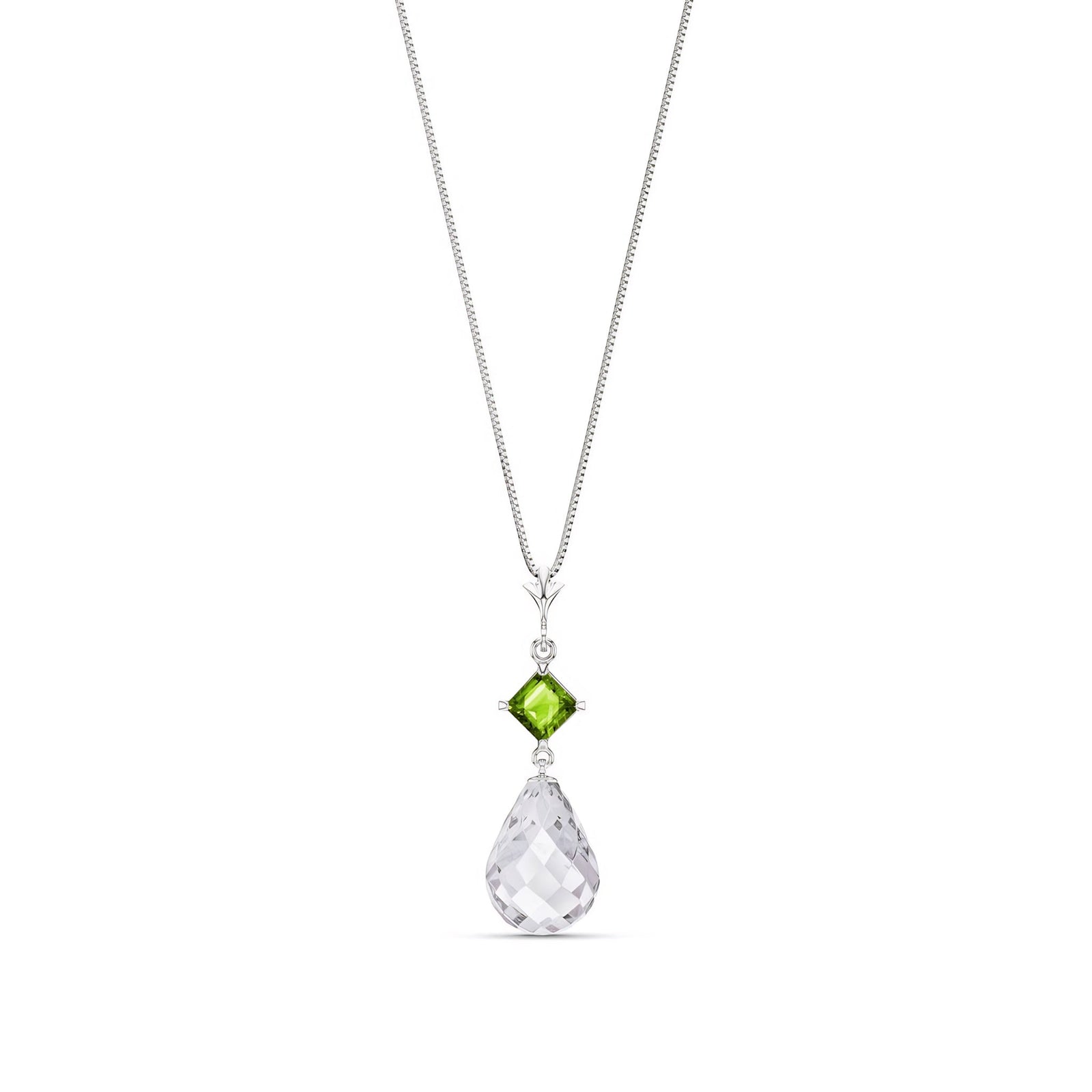 White Gold Pendant Necklace White Topaz 10K — Saveria