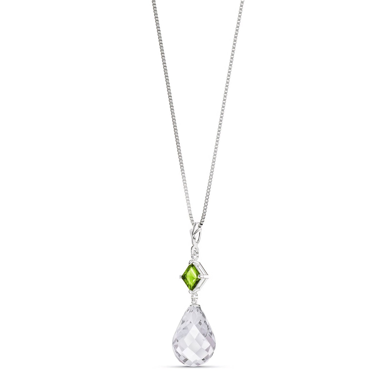 White Gold Pendant Necklace White Topaz 10K — Saveria