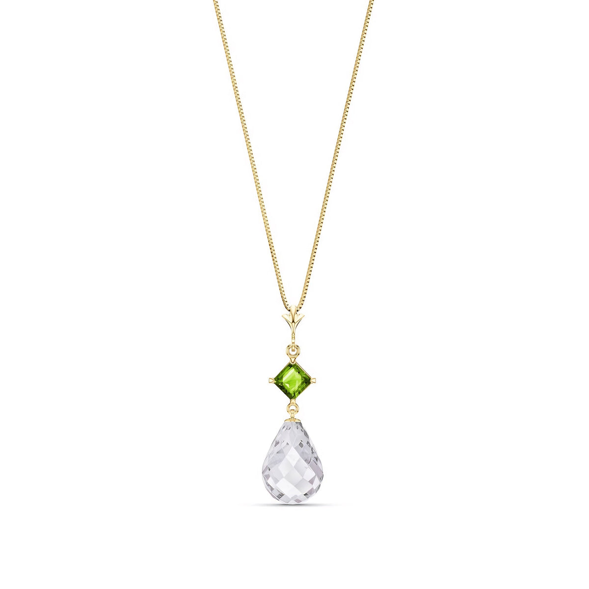 Yellow Gold Pendant Necklace White Topaz 10K — Saveria