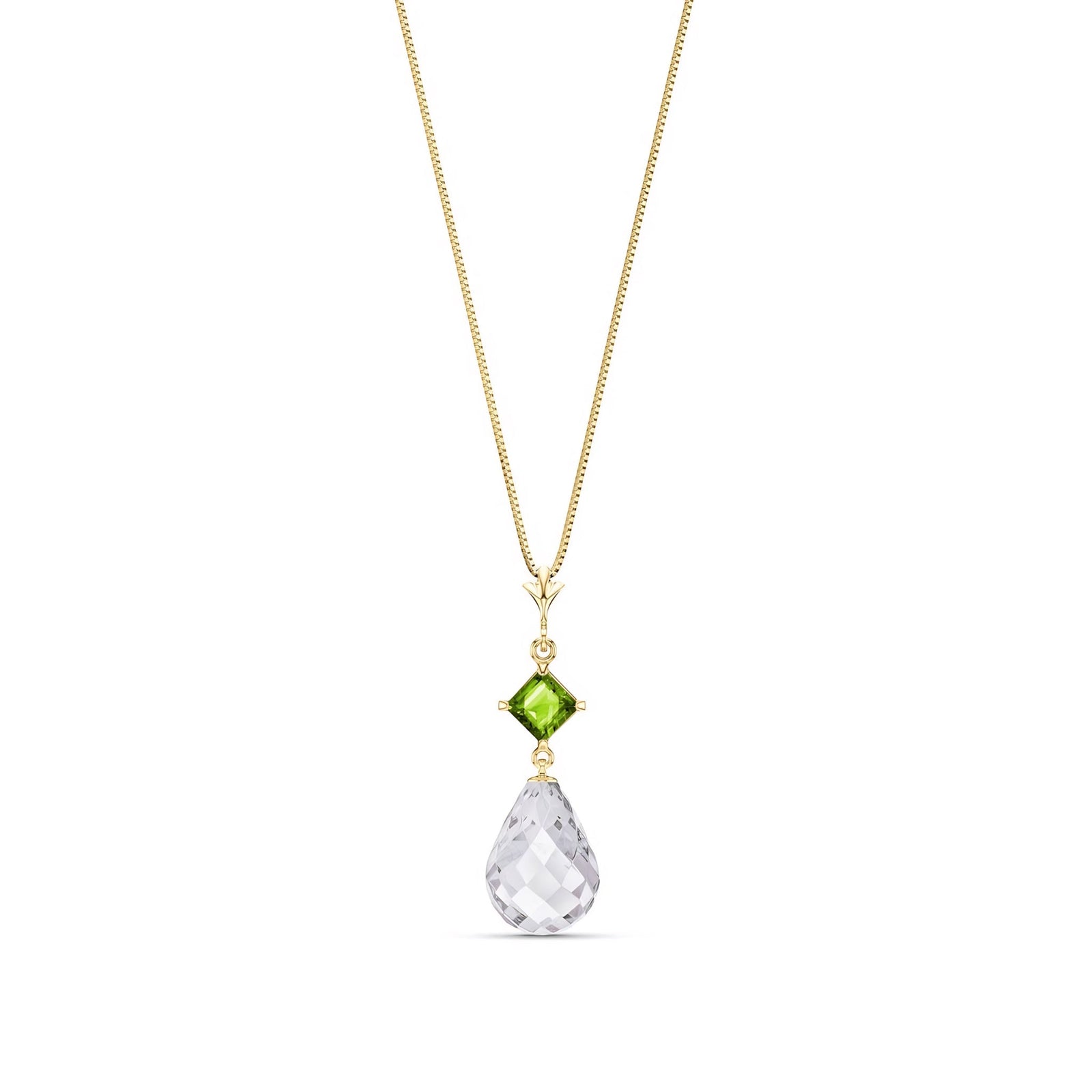 Yellow Gold Pendant Necklace White Topaz 10K — Saveria