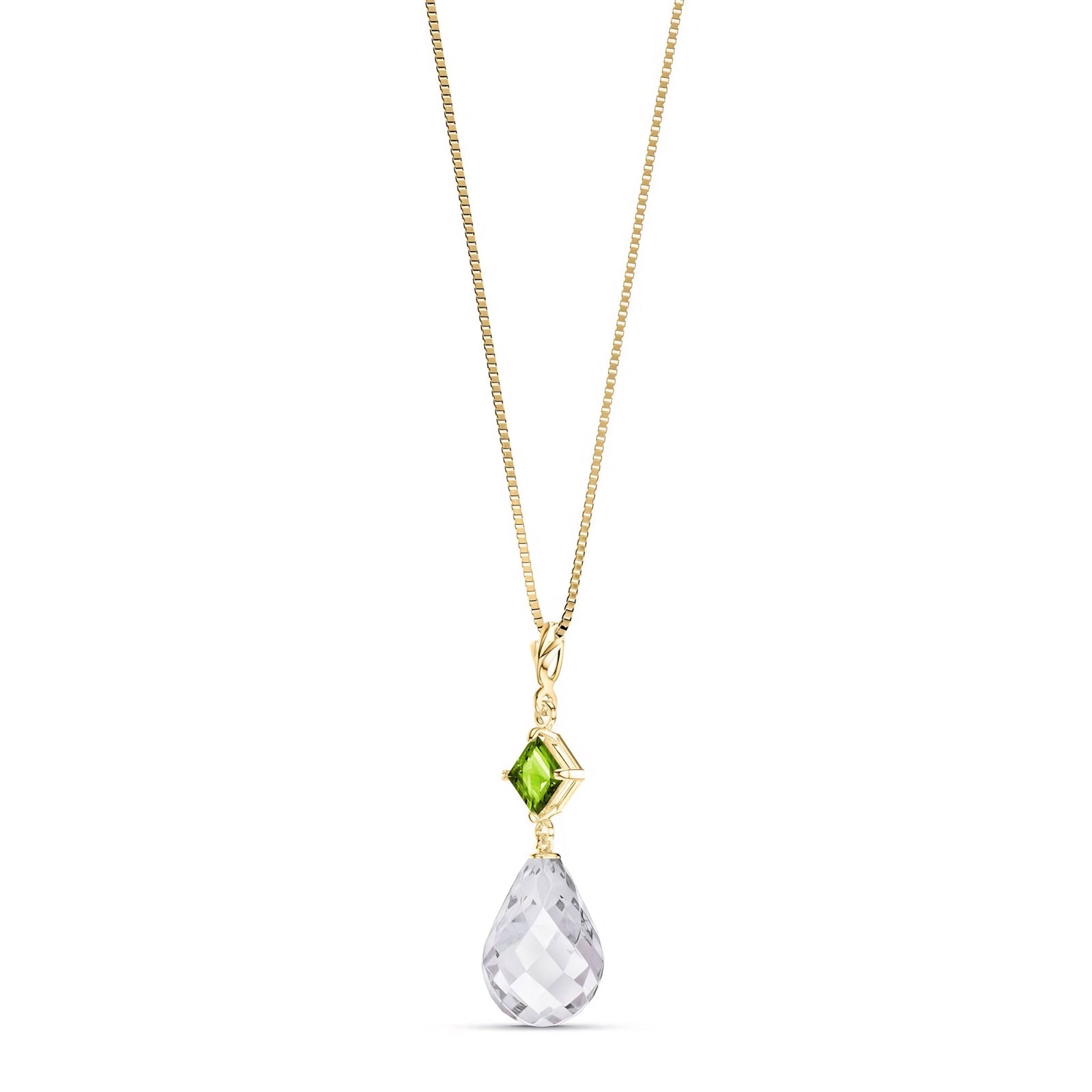 Yellow Gold Pendant Necklace White Topaz 10K — Saveria