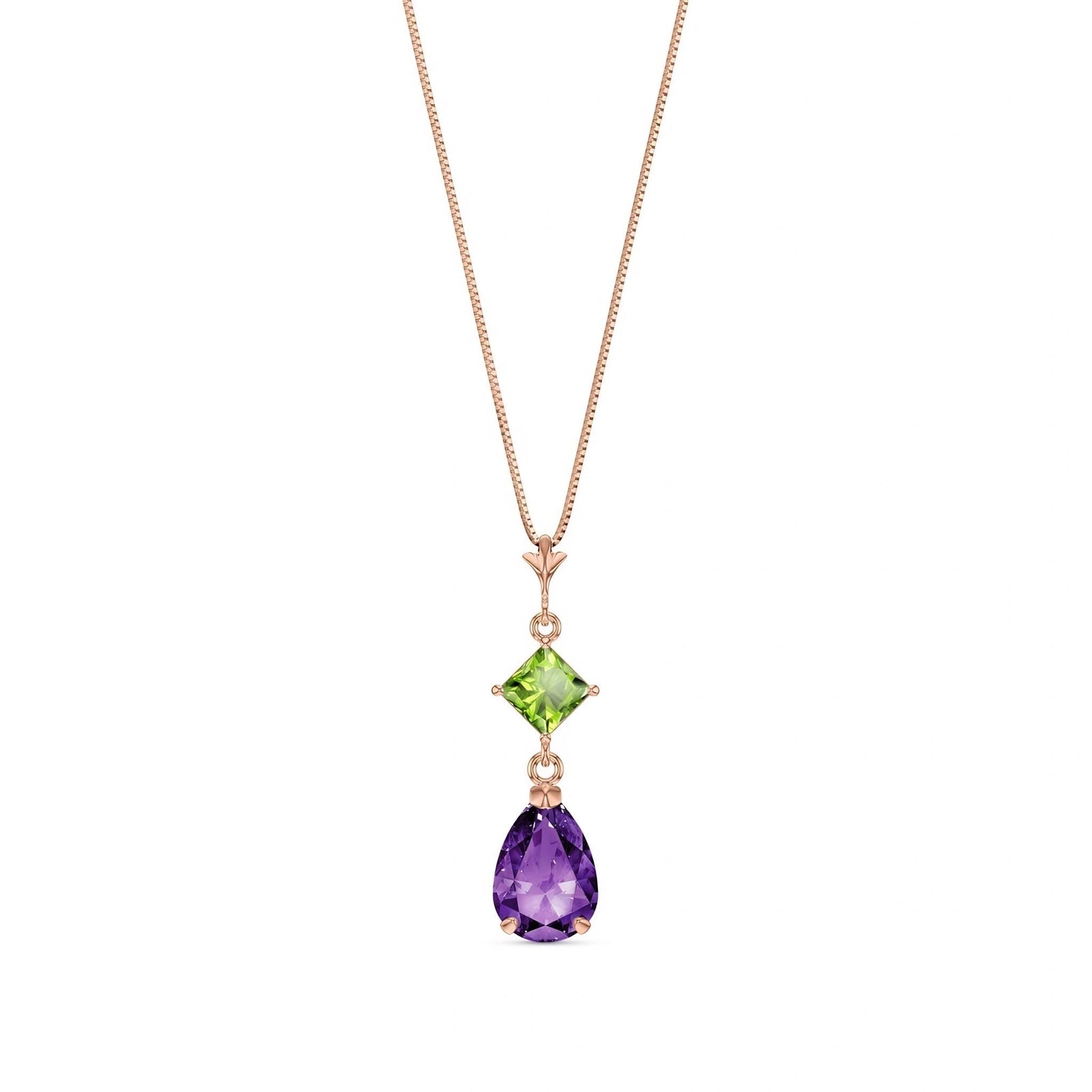 Rose Gold Classic Necklace Aquamarine 10K — Palma